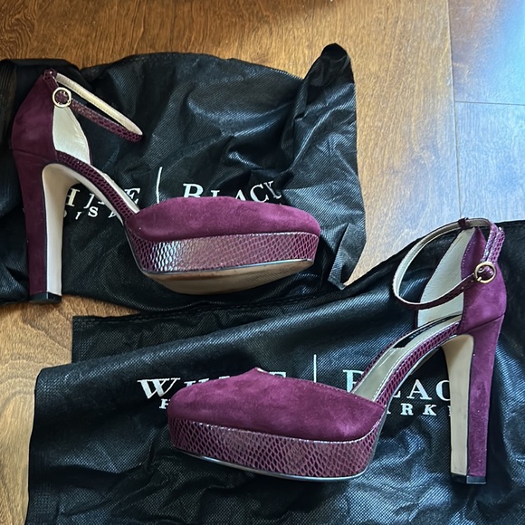 WHBM “Marianna” Suede And Snakeskin Embossed Leather Burgundy Heels - Picture 8 of 11